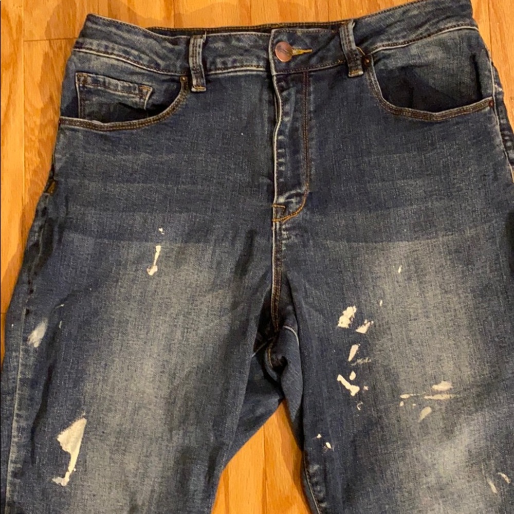 Nanette Lepore high waisted cropped distressed Mom Jeans with fringe size 12 - Picture 2 of 12